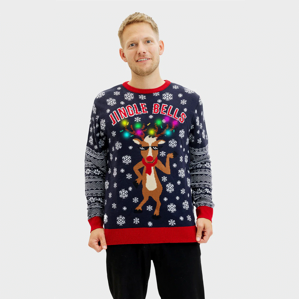 LED light-up Mens Ugly Christmas Sweater Jingle Bells