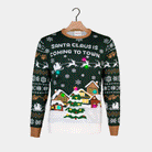LED light-up Ugly Christmas Sweater Santa is Coming to Town Couples 
