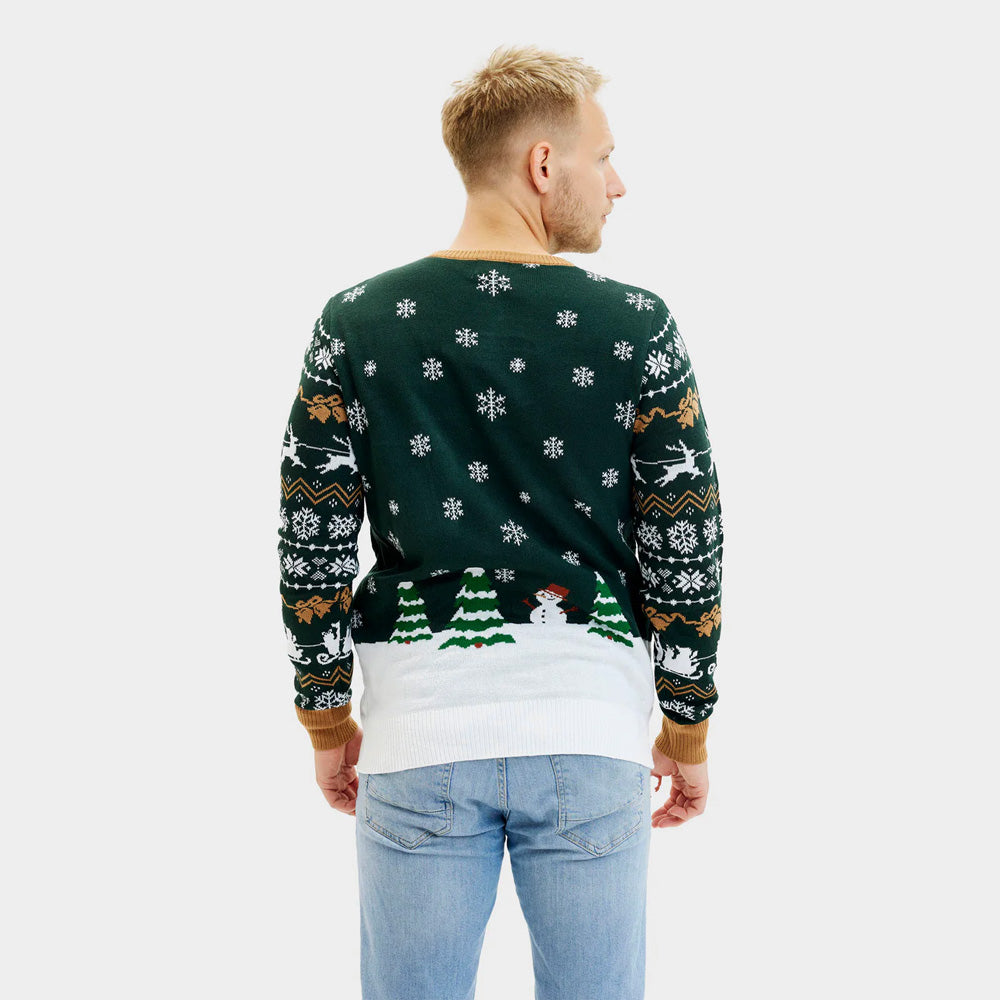 LED light-up Ugly Christmas Sweater Santa is Coming to Town Mens 
