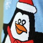 Light Blue Ugly Christmas Sweater with Penguin detail