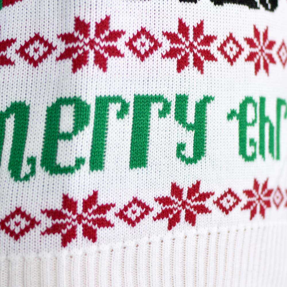 Light Blue Ugly Christmas Sweater Santa and Rudolph