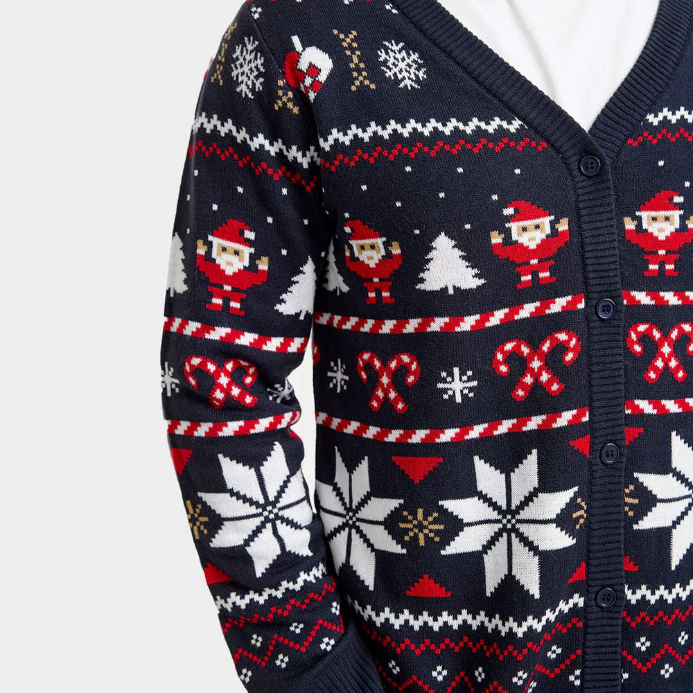 Mens Blue Christmas Cardigan with Polar Stars
