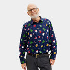 Men's Blue Ugly Christmas Shirt with Christmas patterns