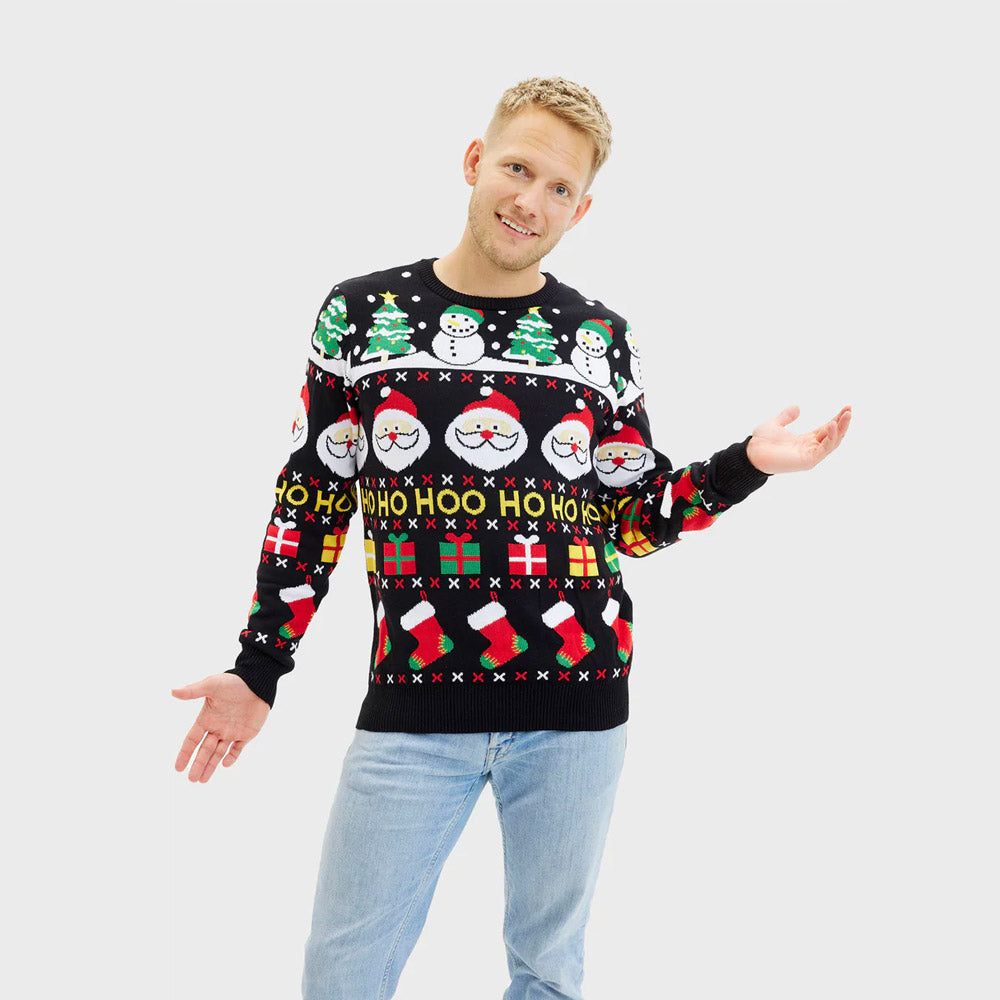 Organic Cotton Mens Ugly Christmas Sweater Santa Gifts Snowmens