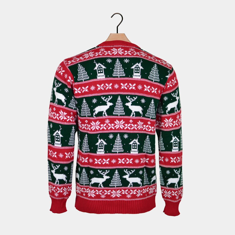 Ugly Christmas Sweater Red and Green Strips Men's 