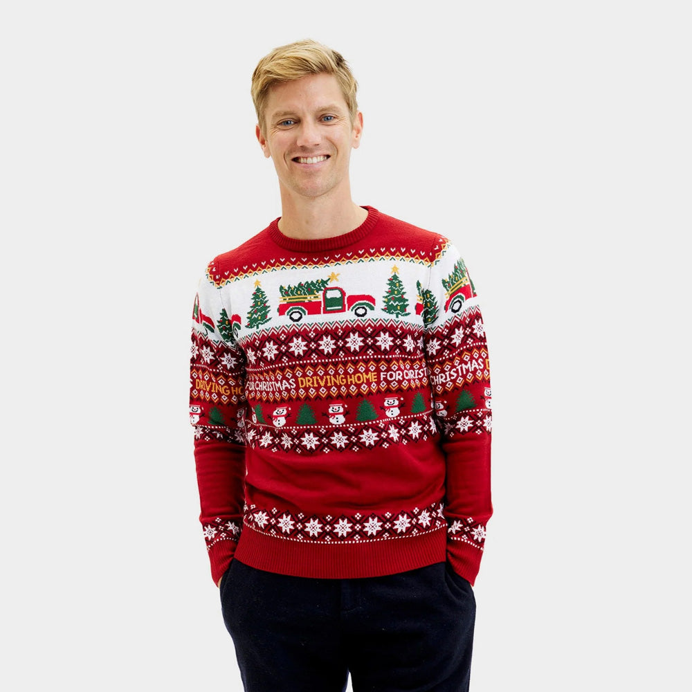 Mens Ugly Christmas Sweater Driving Home
