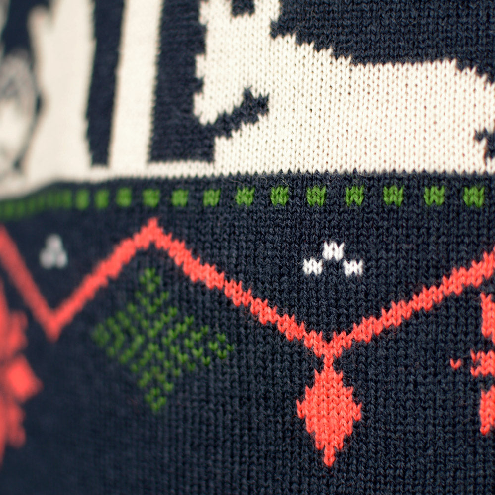 Mens Ugly Christmas Sweater Nativity Blue
