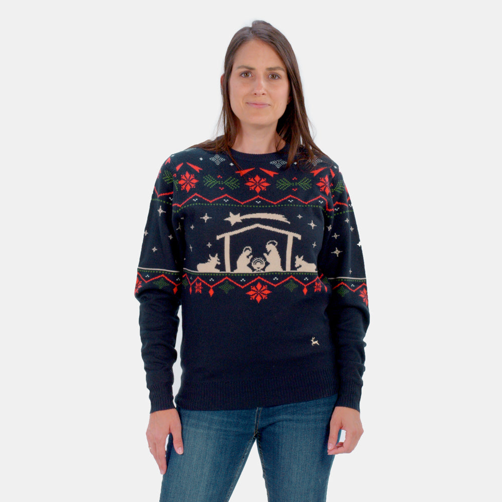 Mens Ugly Christmas Sweater Nativity Women
