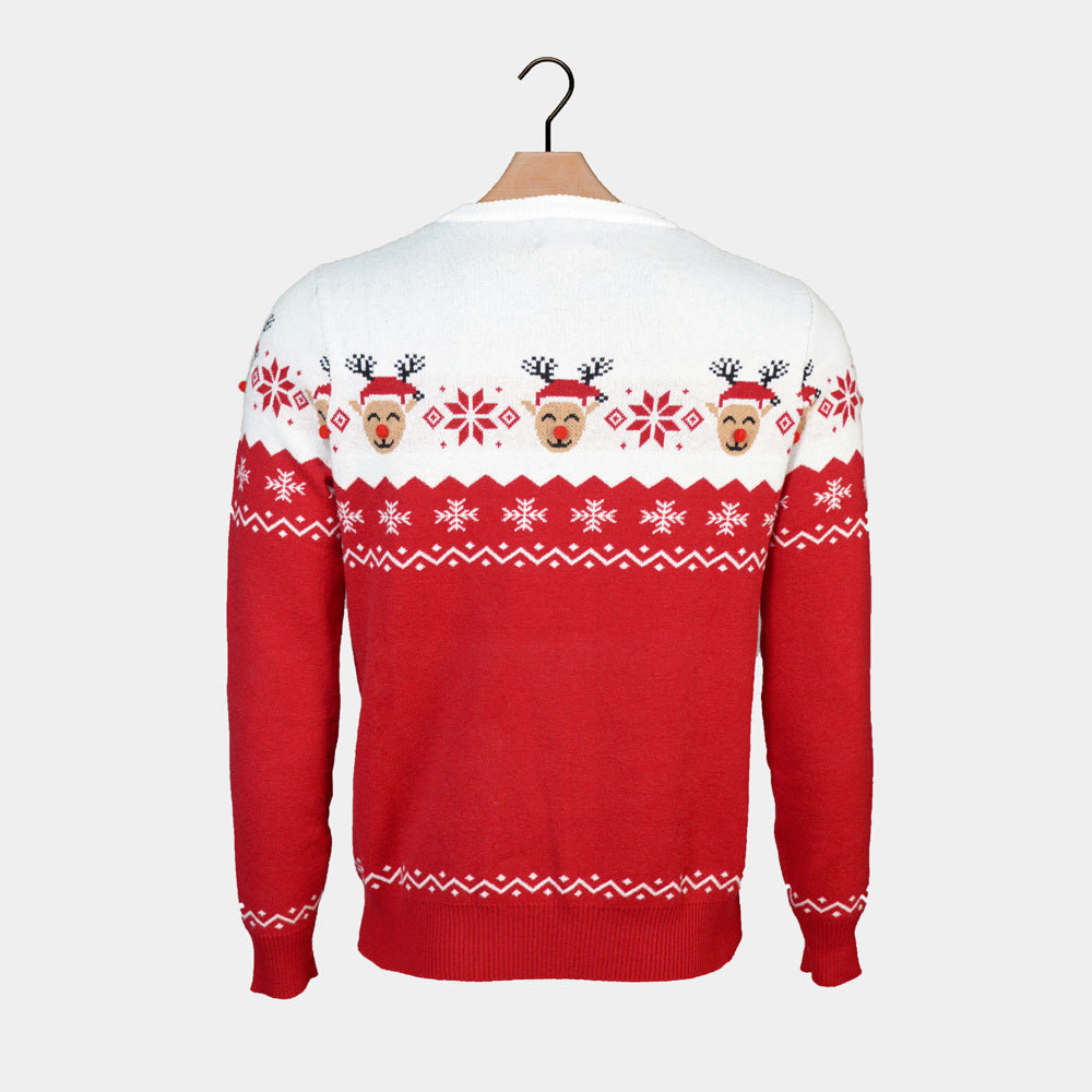 Mens Ugly Christmas Sweater Reindeer Adorable 
