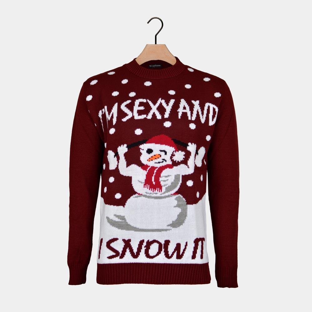 Men's Ugly Christmas Sweater with Sexy Snowman