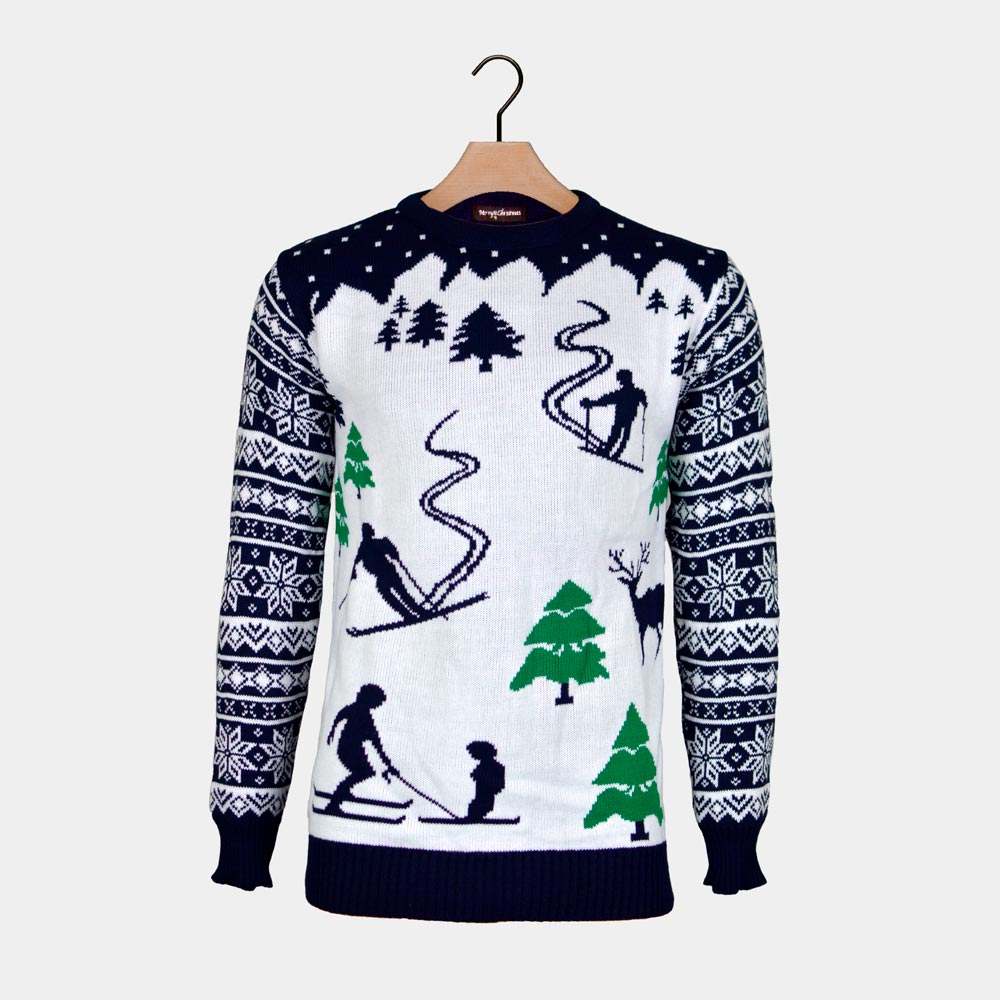 Men's Ugly Christmas Sweater Skiers