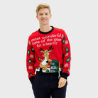 Womens Mens Ugly Christmas Sweater with Reindeer + Beer Opener