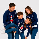 Navy Blue Family Ugly Christmas Sweater with Penguin
