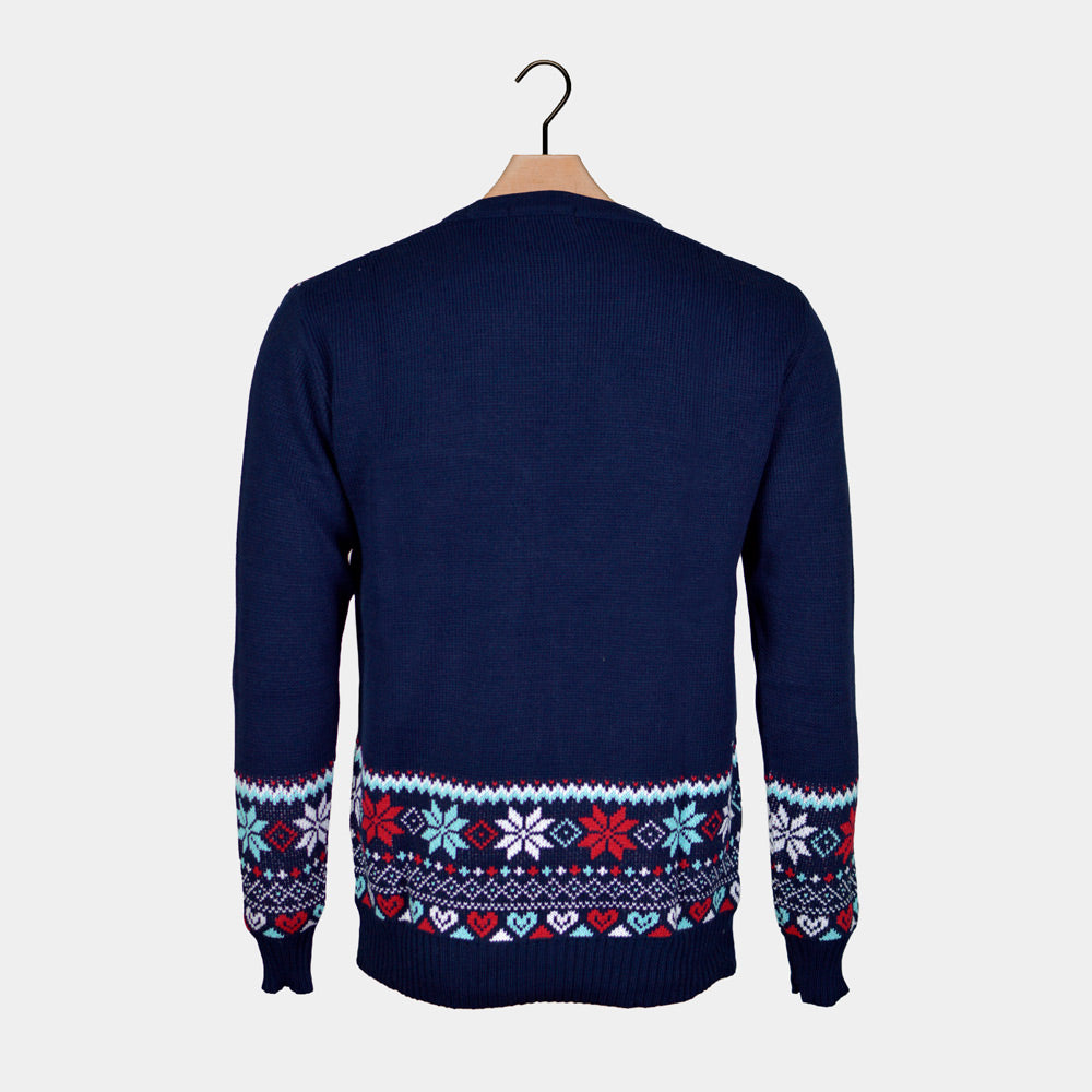 Ugly Christmas Sweater Navy Blue Couple's Merry 
