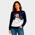 Navy Blue Ugly Christmas Sweater with Snowman women

