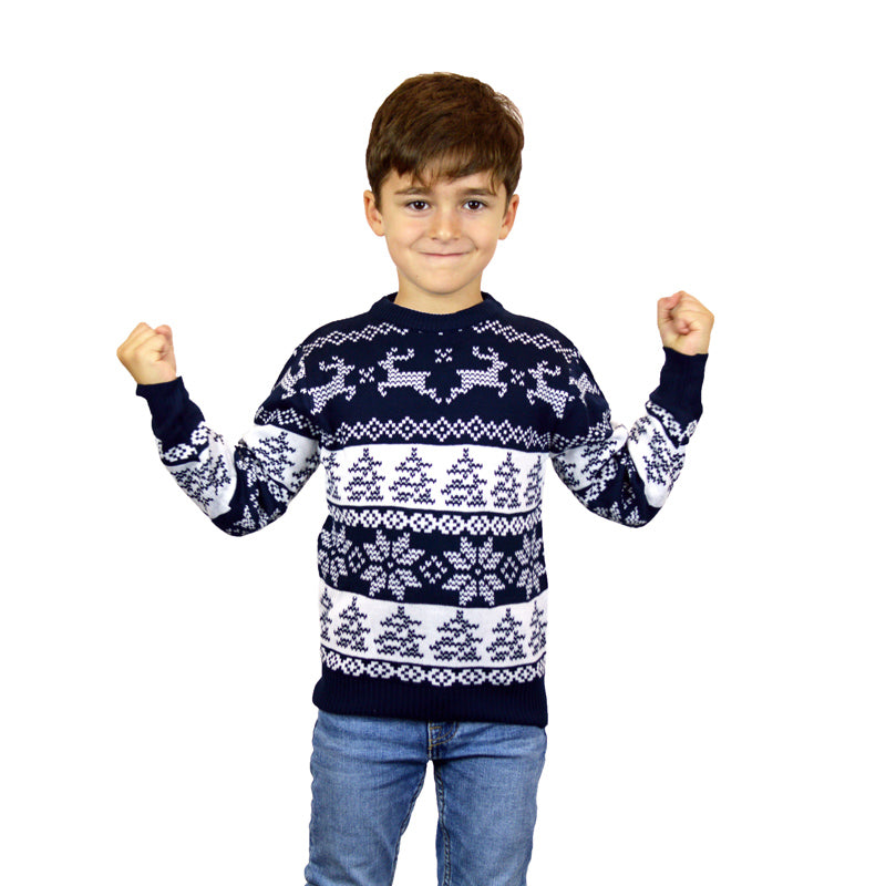 North Pole Blue Boys Ugly Christmas Sweater