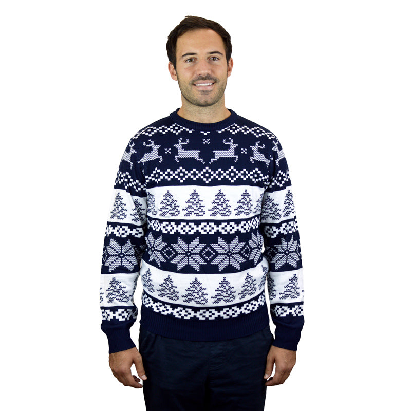 North Pole Blue Ugly Christmas Sweater mens