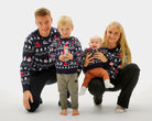 Family Organic Cotton Boys and Girls Ugly Christmas Sweater with Trees, Snowmens and Santa