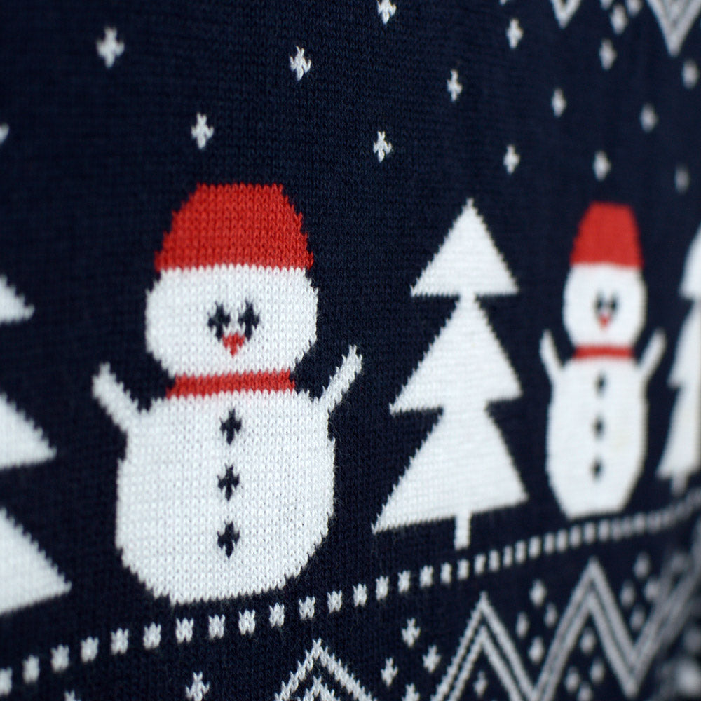 Organic Cotton Family Ugly Christmas Sweater with Trees, Snowmens detail Santa
