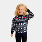 Organic Cotton Girls Ugly Christmas Sweater with Trees, Snowmens and Santa