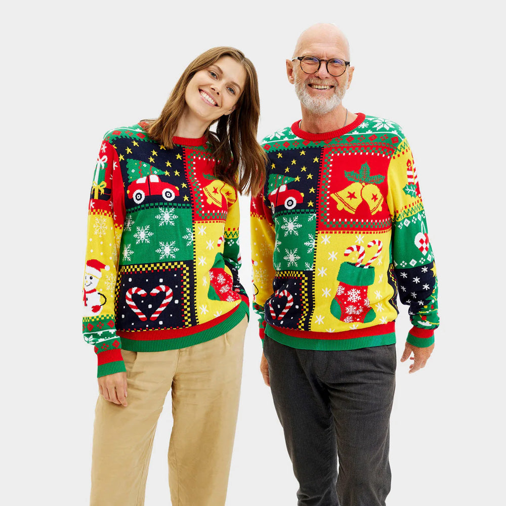 Organic Cotton Mens Ugly Christmas Sweater Patchwork Women
