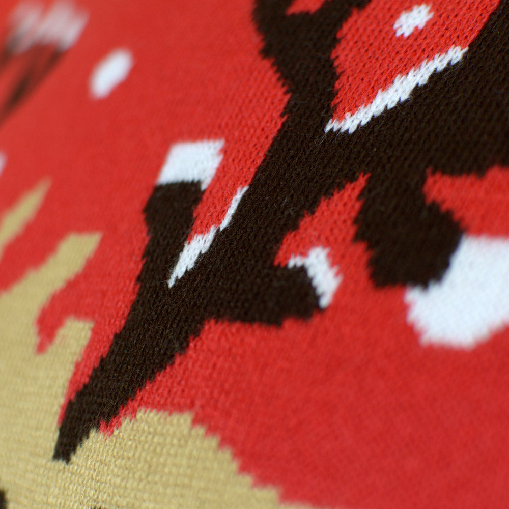 Organic Cotton Mens Ugly Christmas Sweater Reindeer detail Scarf