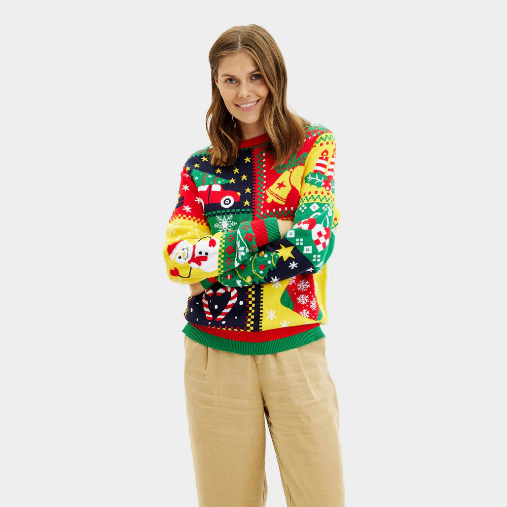 Organic Cotton Ugly Christmas Sweater Patchwork Womens 
