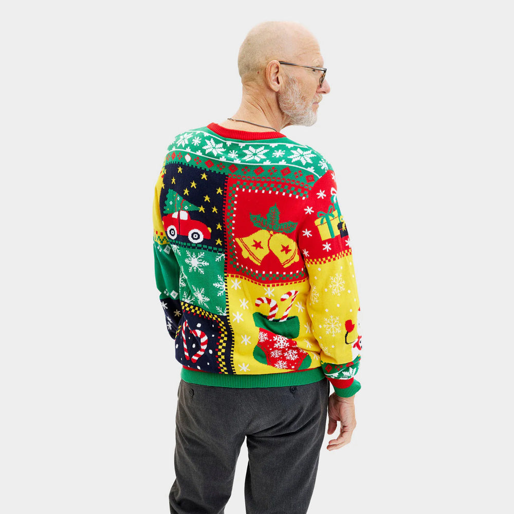 Patchwork Organic Cotton Mens Ugly Christmas Sweater 