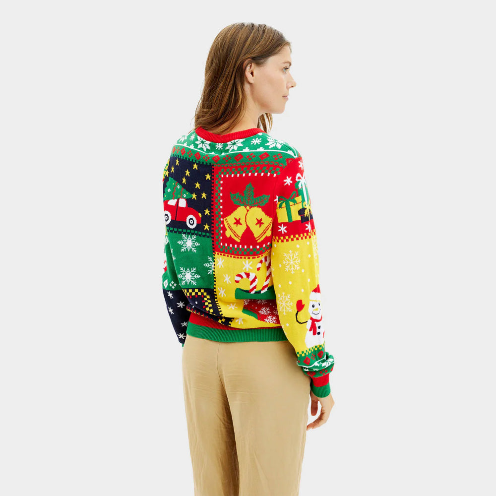 Patchwork Organic Cotton Womens Ugly Christmas Sweater 
