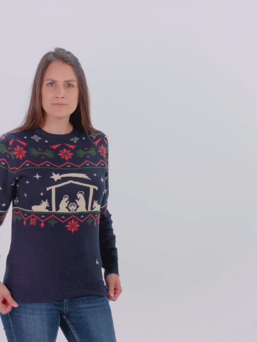 Womens and Mens Ugly Christmas Sweater Nativity
