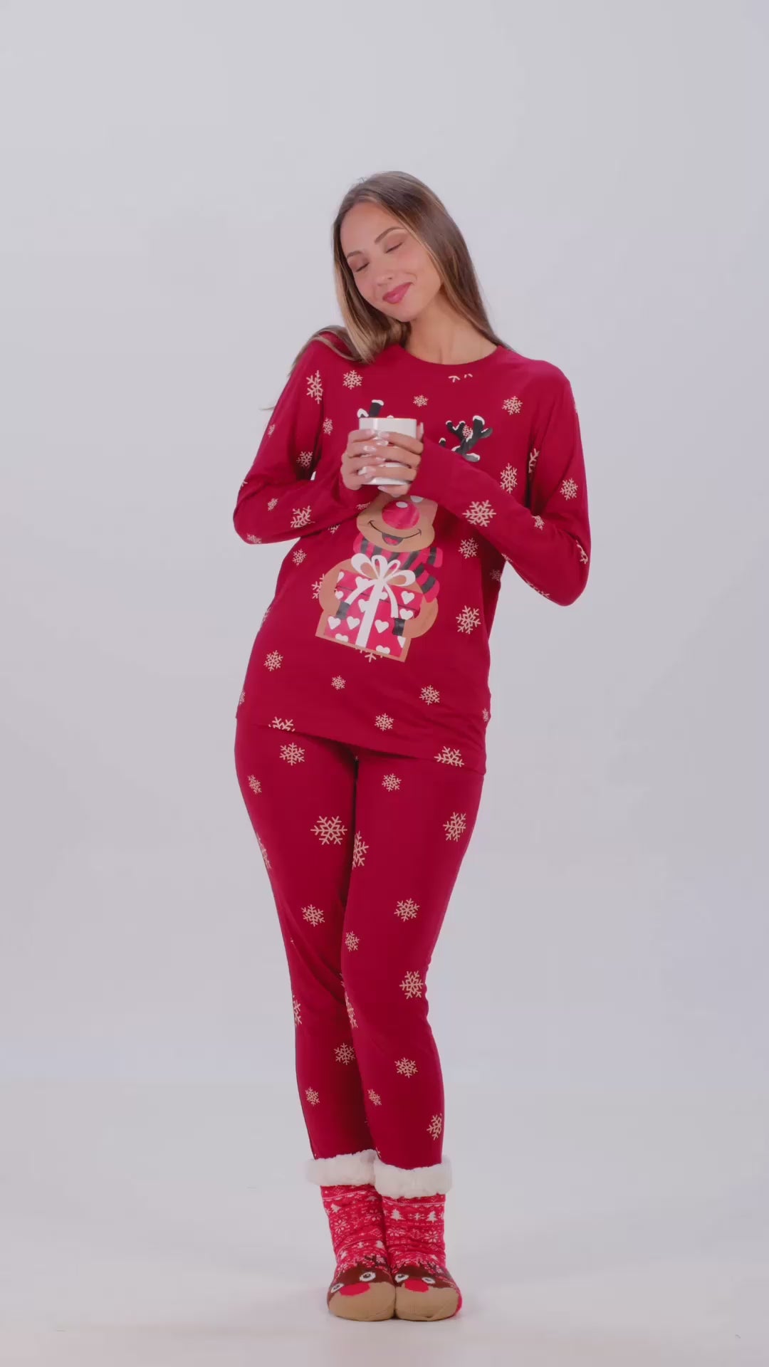 Red Ugly Christmas Pyjama for Women and Men with Rudolph the Reindeer