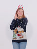 Womens Mens Blue LED light-up Ugly Christmas Sweater 'Merry Christmas'