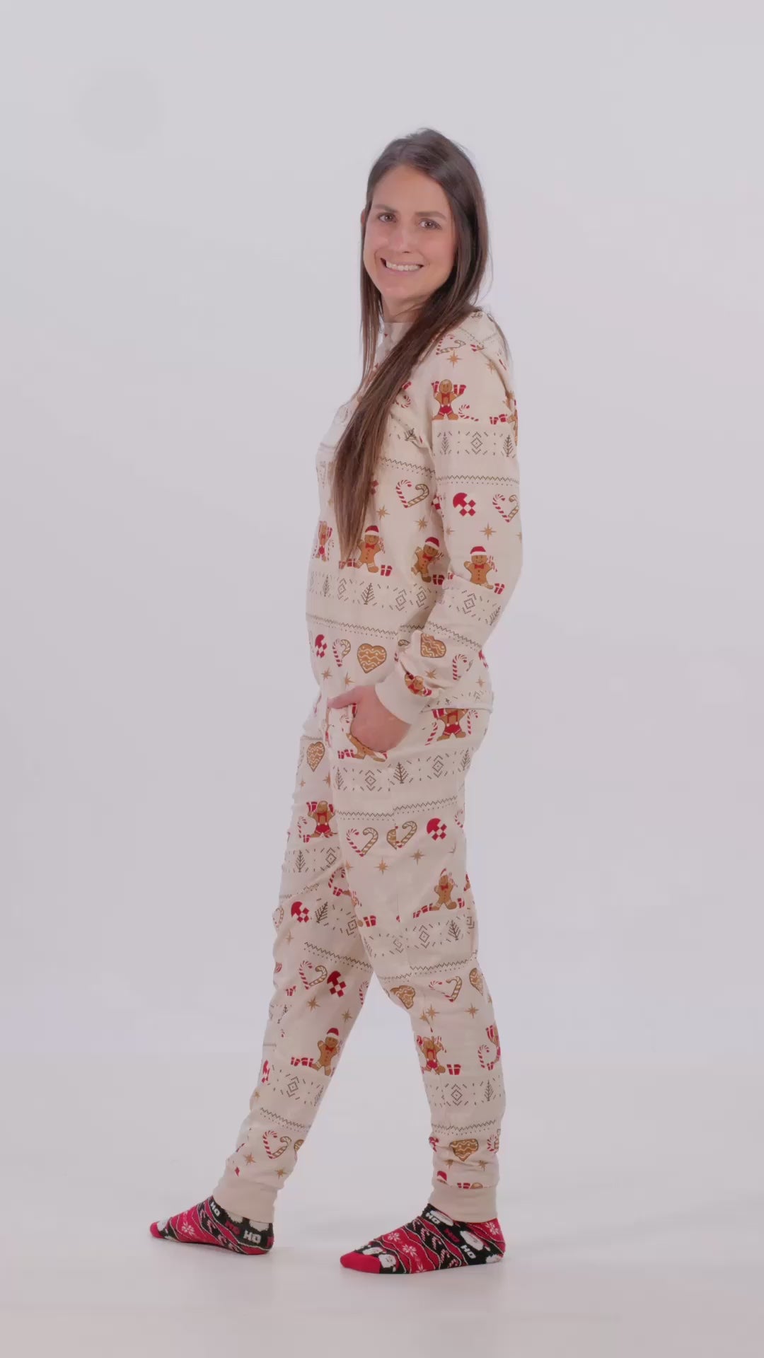 Beige Ugly Christmas Pyjama for Women and Men Gingercookies