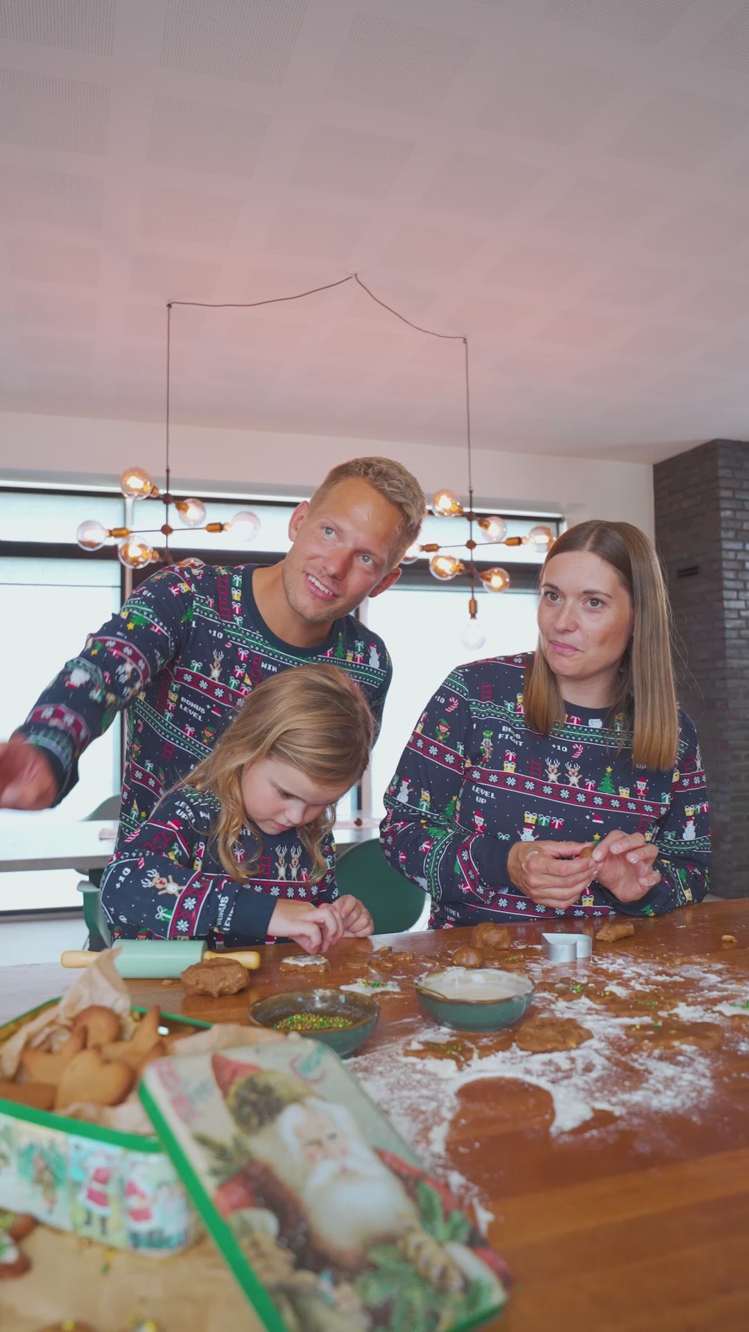 Family Ugly christmas pajama Blue Vintage Gaming