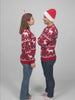 Red Womens and Mens Ugly Christmas Sweater with Reindeers and Christmas Trees