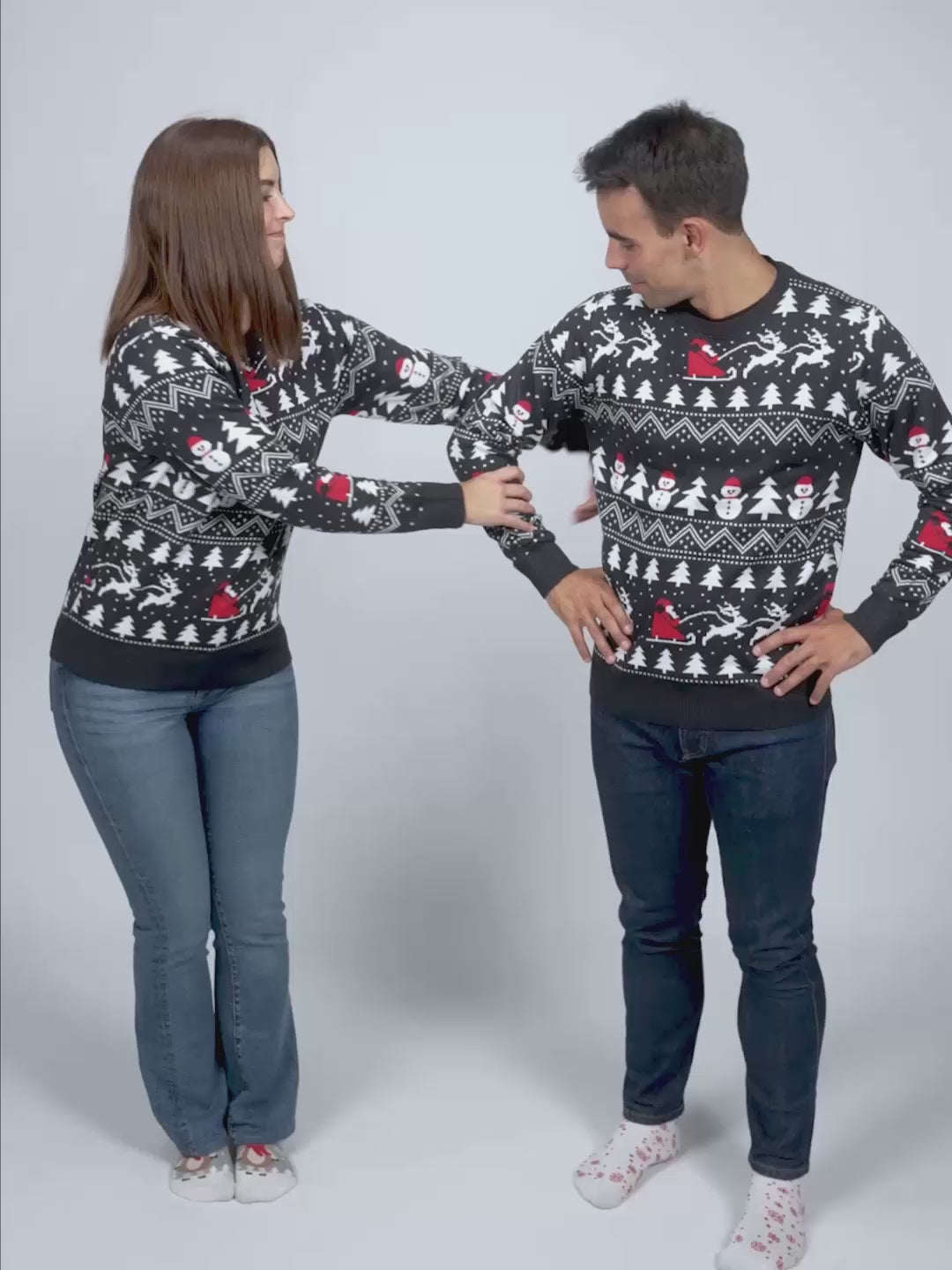Ugly Womens and Mens Christmas Sweater with Trees, Snowmens and Santa