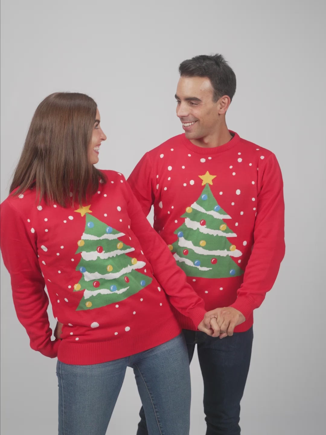 Christmas Tree Womens and Mens Red Ugly Christmas Sweater