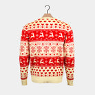 Red Beige Organic Cotton Mens Ugly Christmas Sweater Hearts Back
