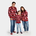 Children's Red Ugly Christmas Sweater with Reindeer and Christmas Trees Family
