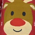 detail Red Boys and Girls Ugly Christmas Sweater with Rudolph the Reindeer