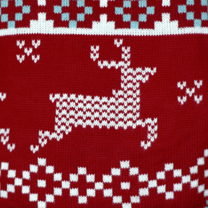 Classic Red Family Ugly Christmas Sweater with Polar Stars Reindeer