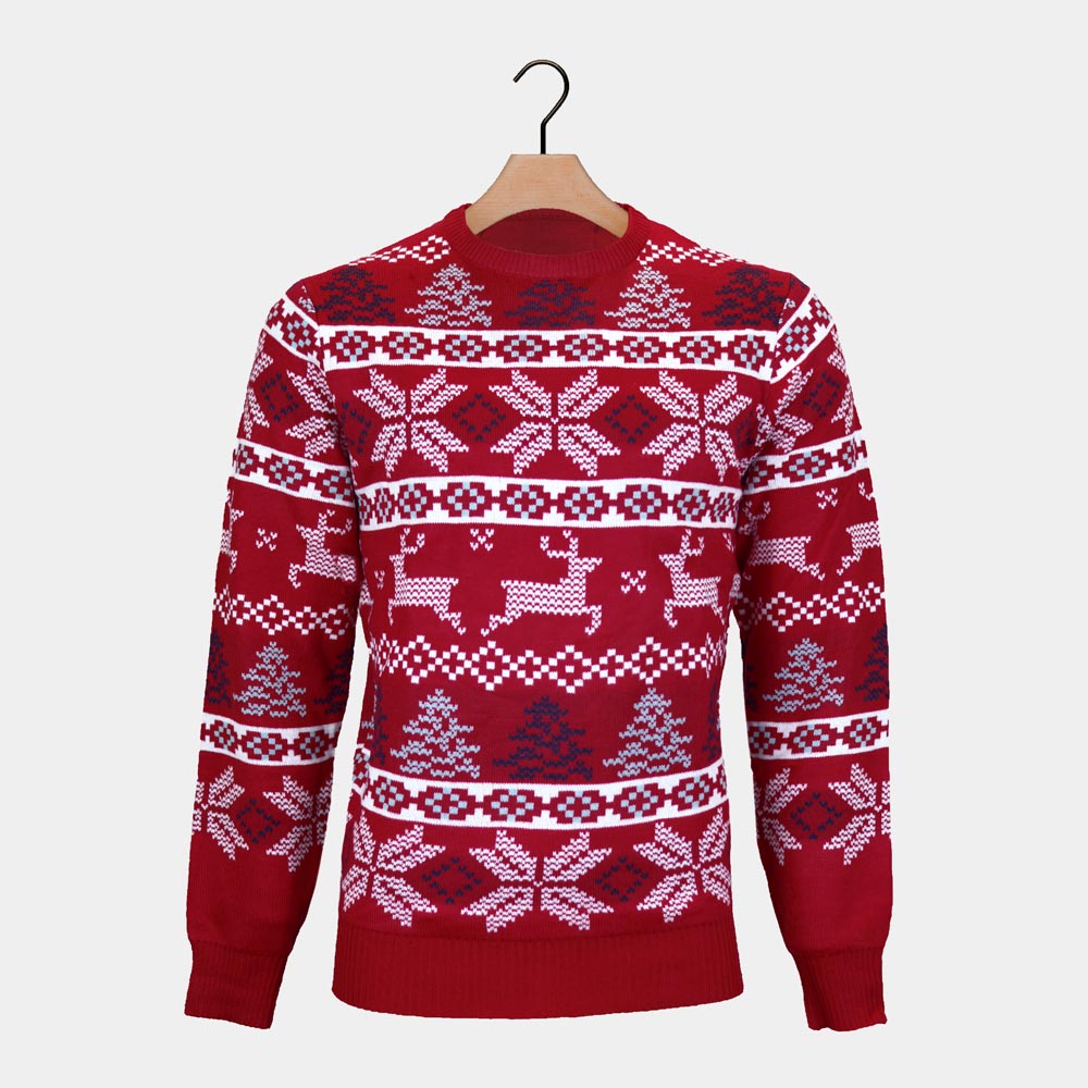 Classic Red Family Ugly Christmas Sweater with Polar Stars
