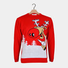 Red Couple's Ugly Christmas Sweater Reindeer with a Beer