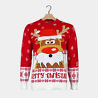 Red Couple's Ugly Christmas Sweater Reindeer