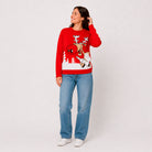 Red Family Ugly Christmas Sweater Reindeer with a Beer Women