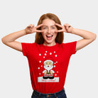 Red Family Ugly Christmas T-Shirt with Santa Claus Womens