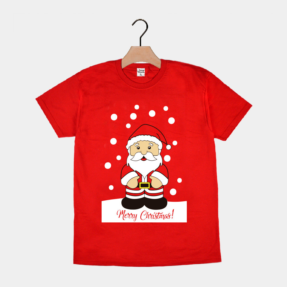 Red Family Ugly Christmas T-Shirt with Santa Claus