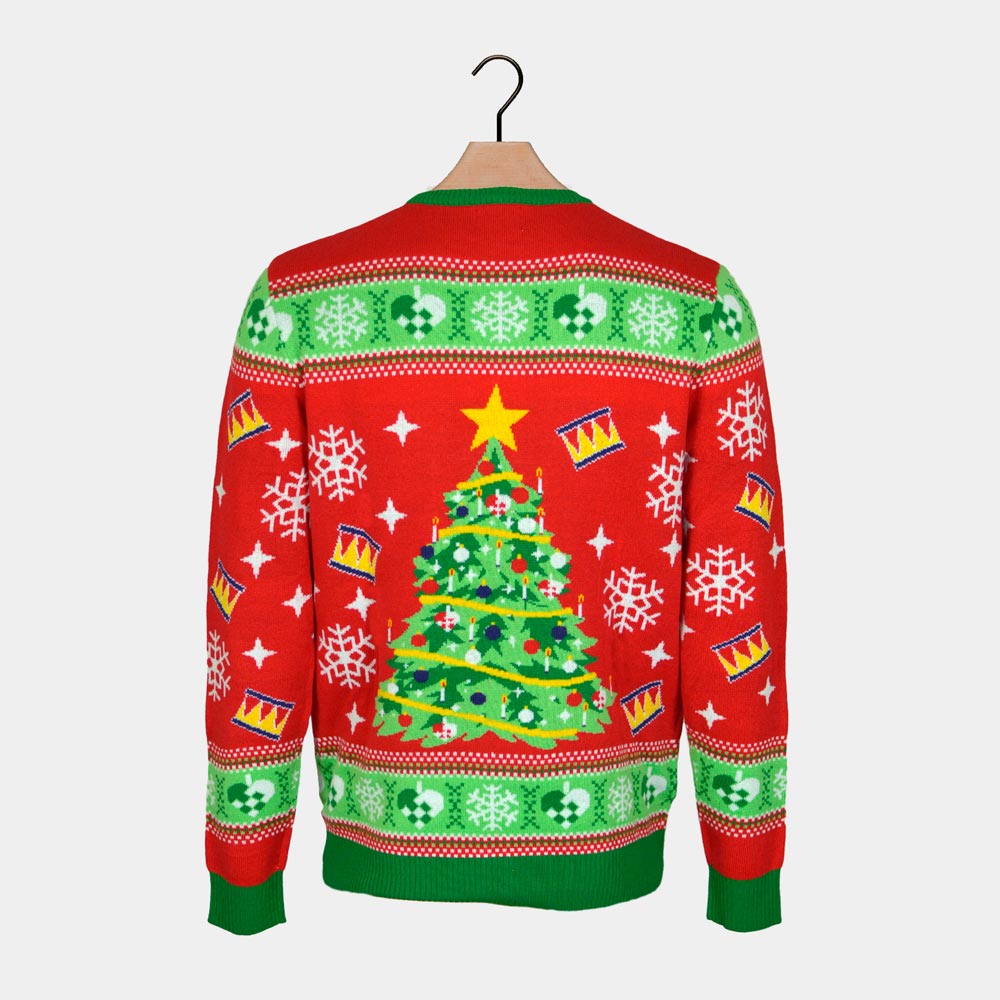 Christmas Tree Red LED light-up Men's Ugly Christmas Sweater