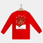 Red long sleeve Family Ugly Christmas T-Shirt with Rudolph Reindeer