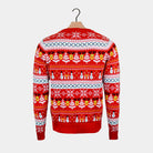 Red Organic Cotton Womens Ugly Christmas Sweater Back Snowmen Trees